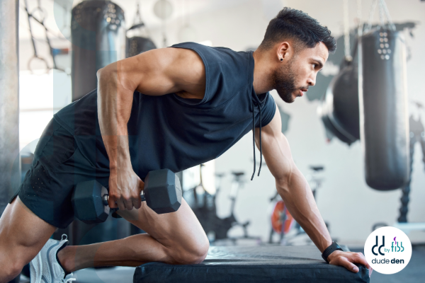 male patient lifting weights